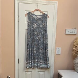 LOFT Blue Floral Midi Dress